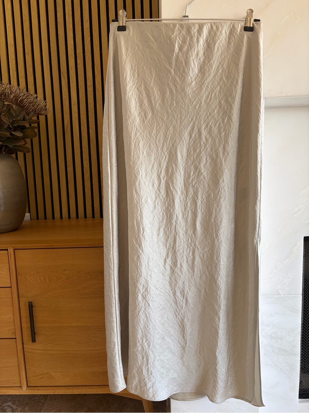 NWT Madewell Satin Maxi Slip Skirt in steel - 2